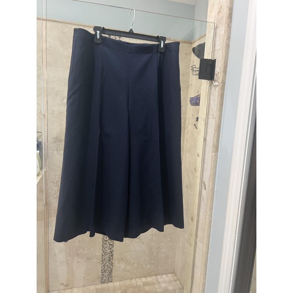 Lafayette 148 New York Ink Blue Gaucho Pants, Size 16 Wide Leg Virgin Wool